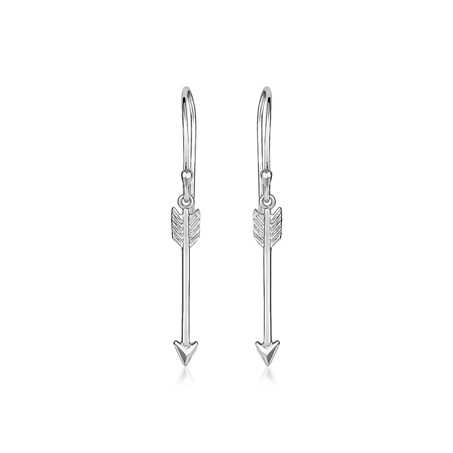 Sterling Silver Polished and Textured Arrow Earrings