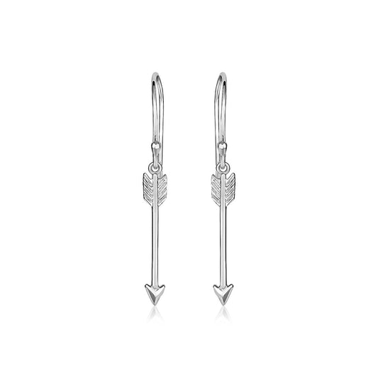 Sterling Silver Polished and Textured Arrow Earrings