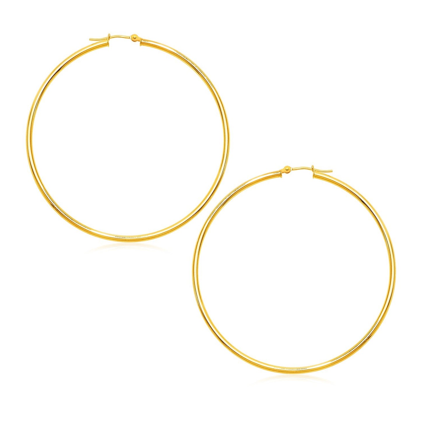 14k Yellow Gold Polished Large Round Hoop Earrings