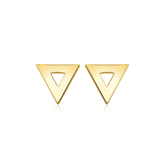 14k Yellow Gold Polished Open Triangle Post Earrings