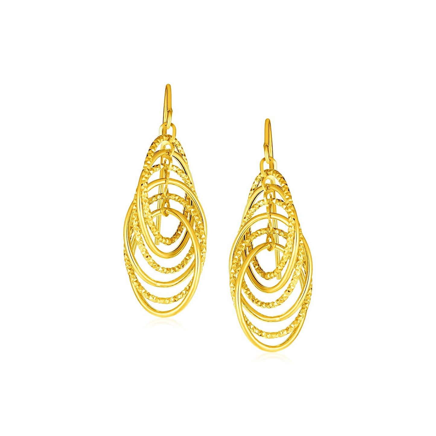 14k Yellow Gold Post Earrings with Graduated Spiral Dangles