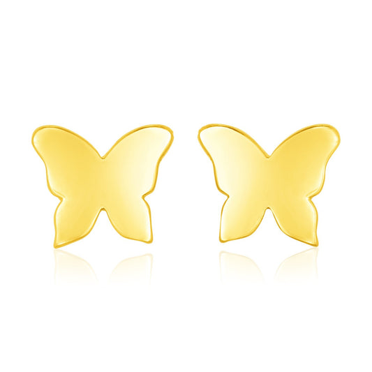 14k Yellow Gold Polished Butterfly Earrings