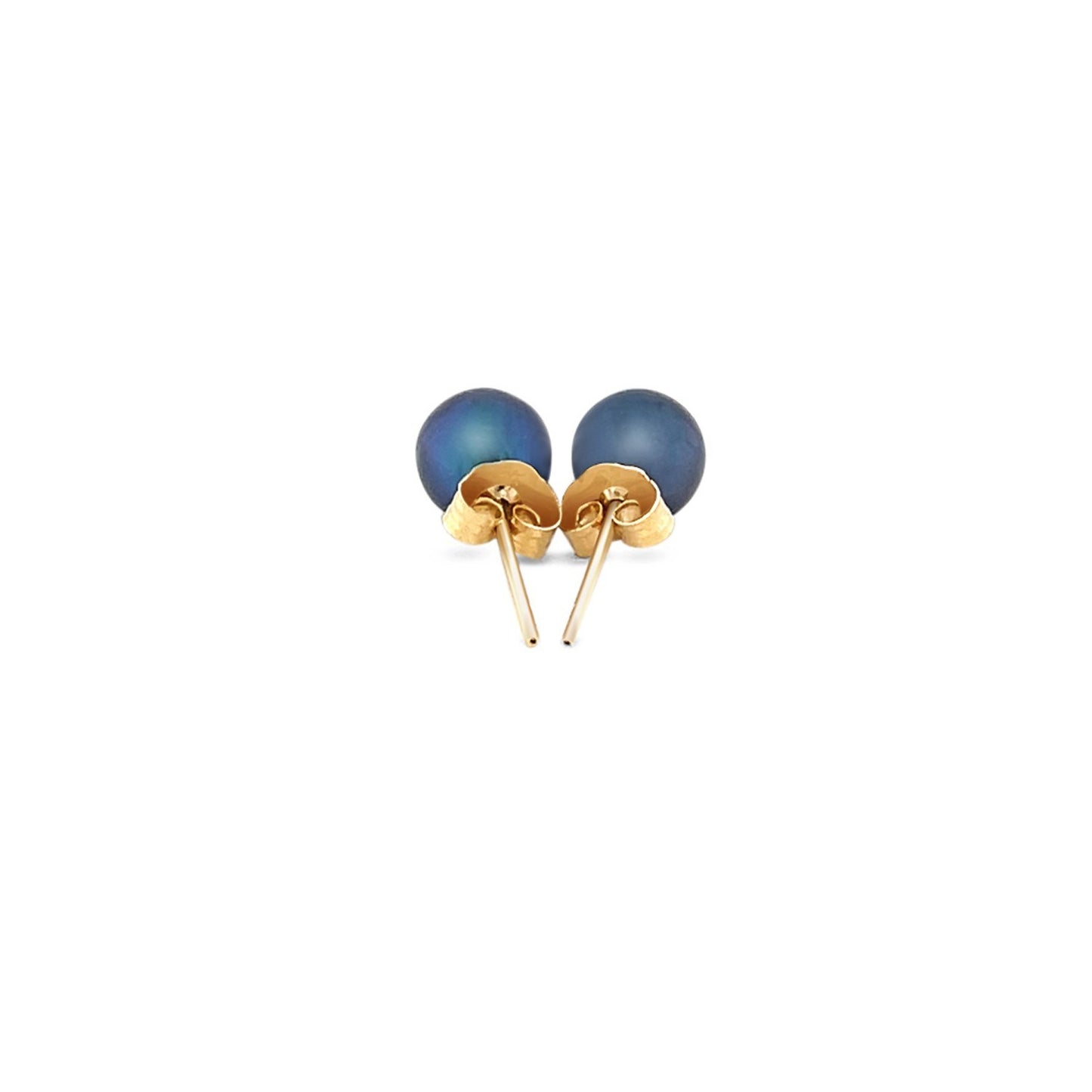 14k Yellow Gold Cultured Black Pearl Stud Earrings (6.0 mm)