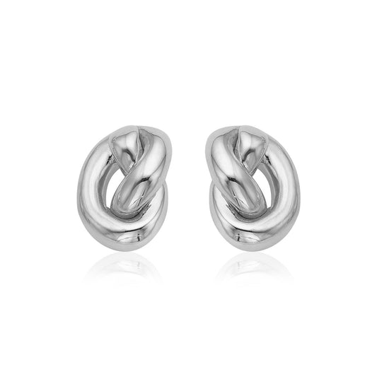 White 14k Gold Polished Knot Earrings