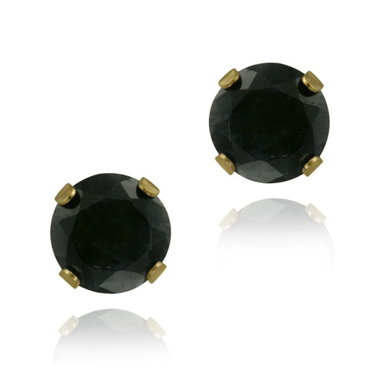 14K Yellow Gold 2.1ct Sapphire Stud Earrings, 6mm