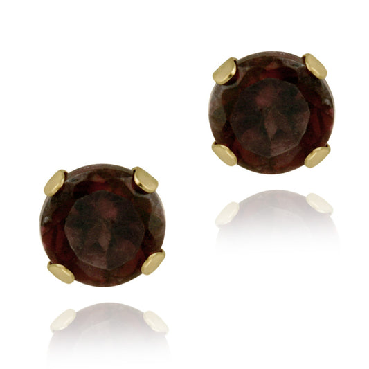 14K Yellow Gold 2/3ct Garnet Stud Earrings, 4mm