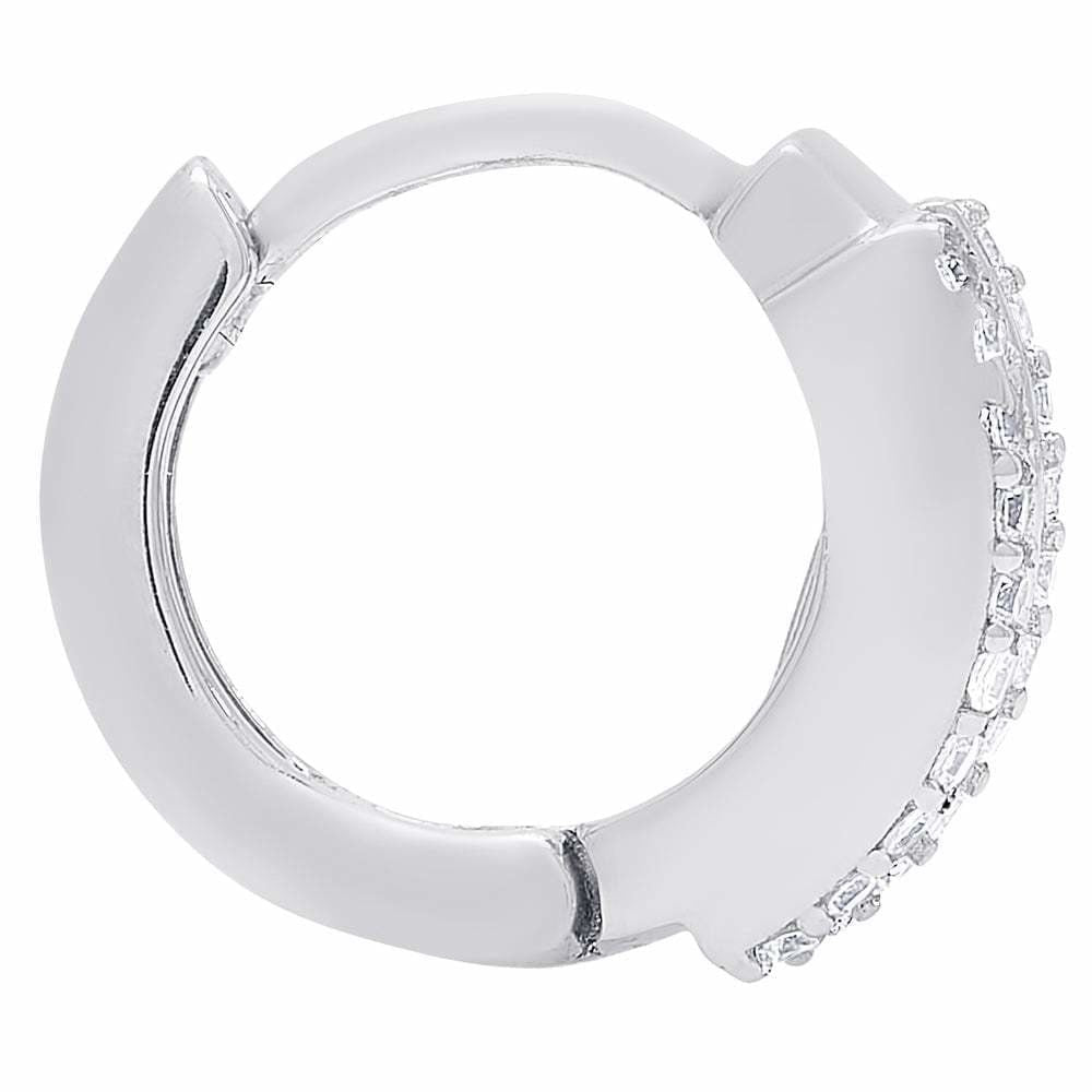 Dolce Giavonna Sterling Silver CZ Hoop High Polish Earrings