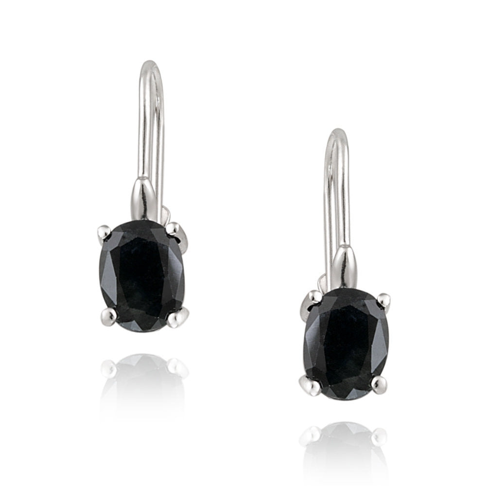 Sterling Silver 3.2ct Sapphire Oval Leverback Earrings