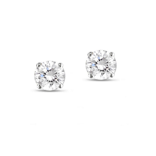 Sterling Silver 2ct Created White Sapphire Round Stud Earrings, 6mm