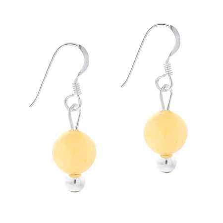 Sterling Silver 6mm Aragonite Bead Dangle Earrings