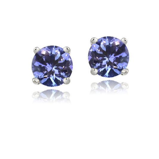 Sterling Silver .5ct Tanzanite Round 4mm Stud Earrings