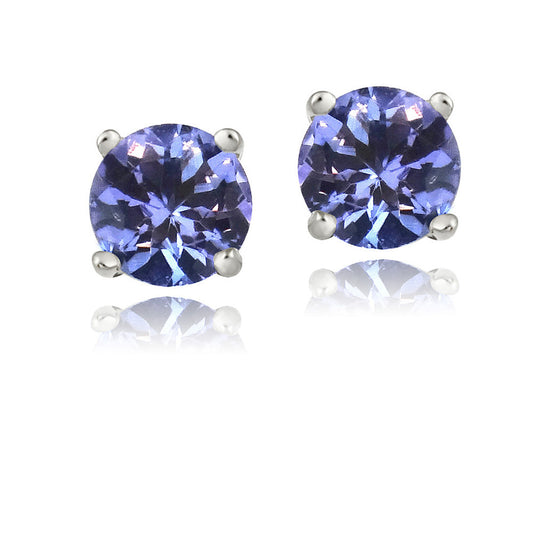 Sterling Silver 1ct Tanzanite Round 5mm Stud Earrings