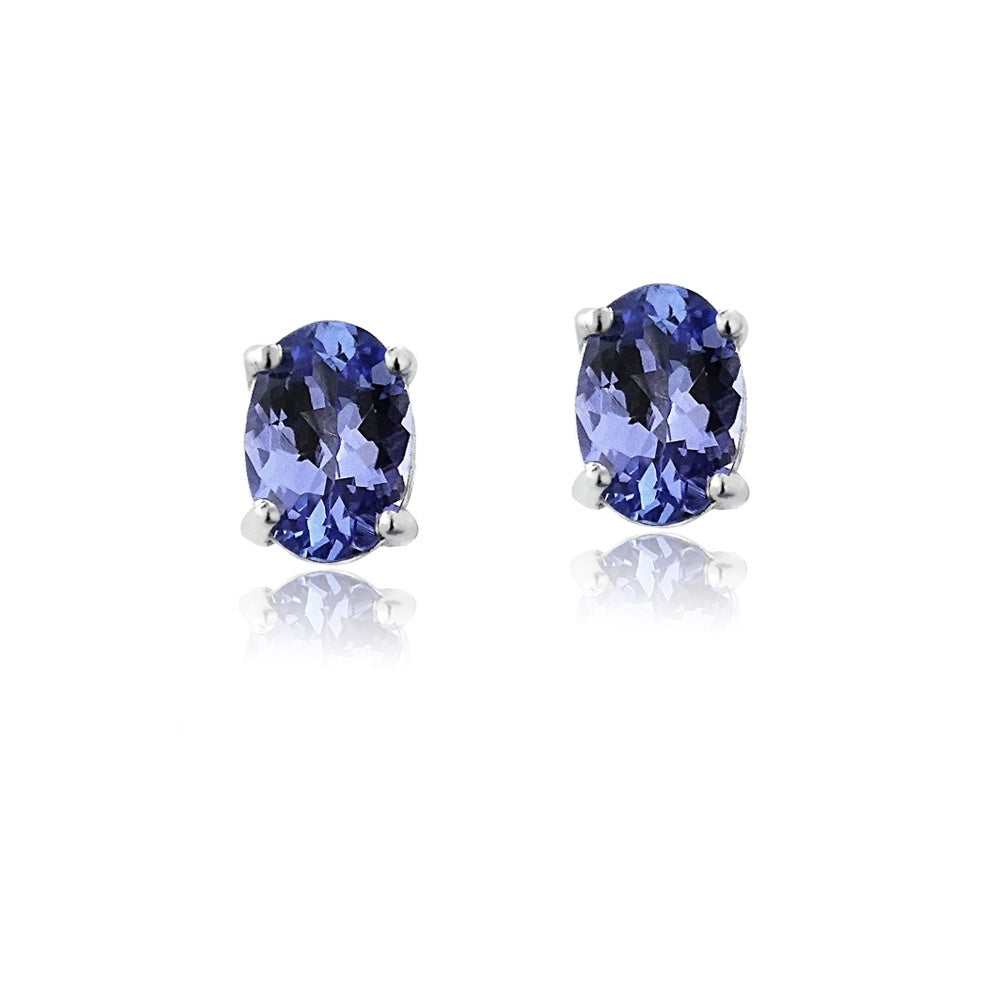 Sterling Silver 0.60ct Tanzanite 5x3 Oval Stud Earrings