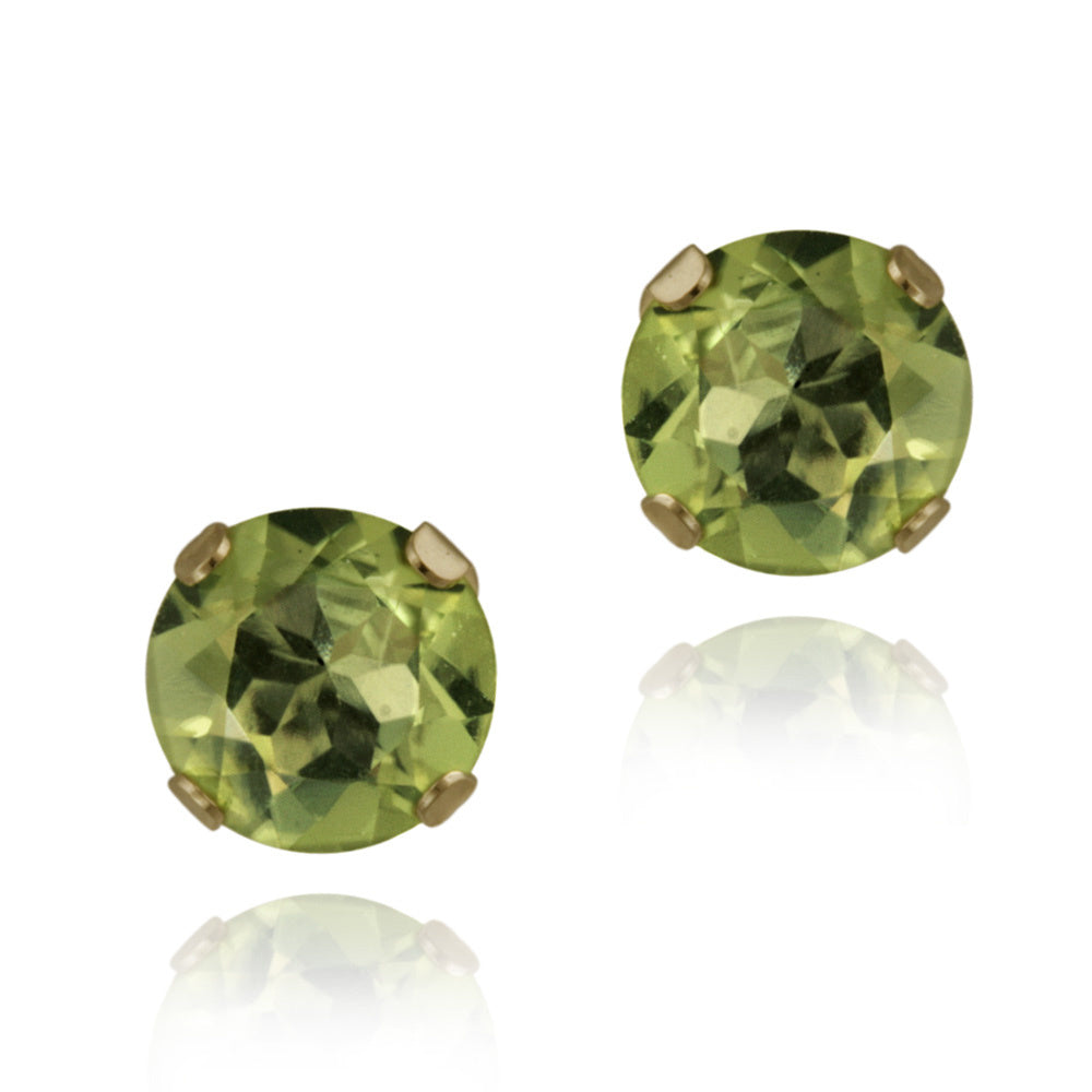 14K Yellow Gold 1.8ct Peridot Stud Earrings, 6mm