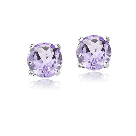 14K Gold 1.5ct Amethyst Stud Earrings, 6mm