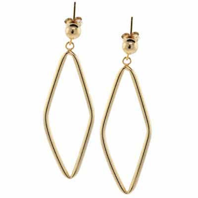 18K Gold over Sterling Silver Geometric Diamond Shaped Earrings