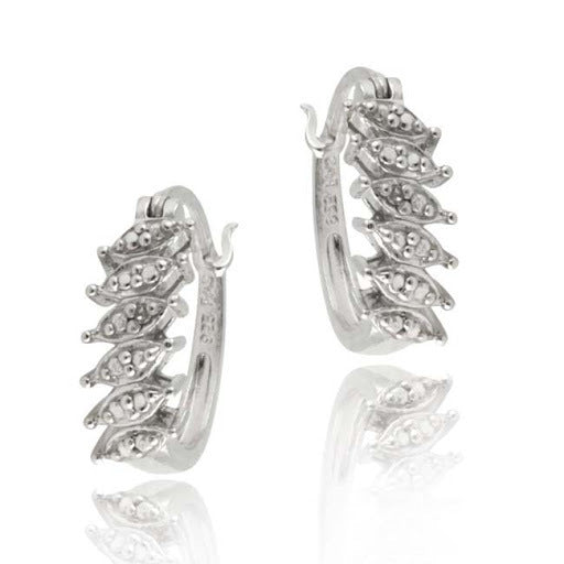 Sterling Silver Diamond Accent Small Oval Hoop Earrings