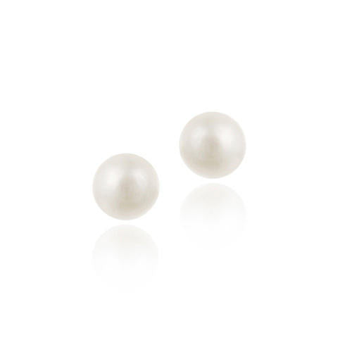 Sterling Silver Freshwater Cultured 6-6.5mm White Pearl Stud Earrings