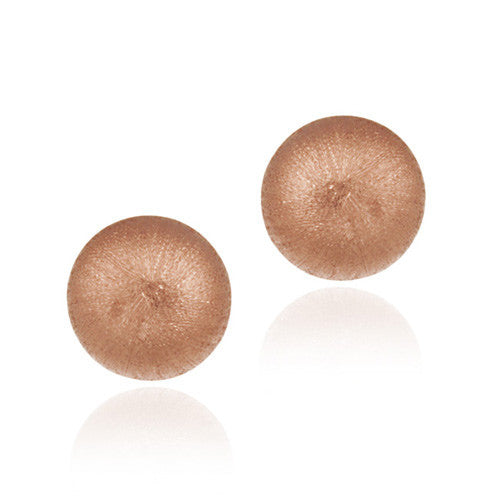 18K Rose over Sterling Silver 6mm Ball Stud Earrings - Brushed Satin Finish