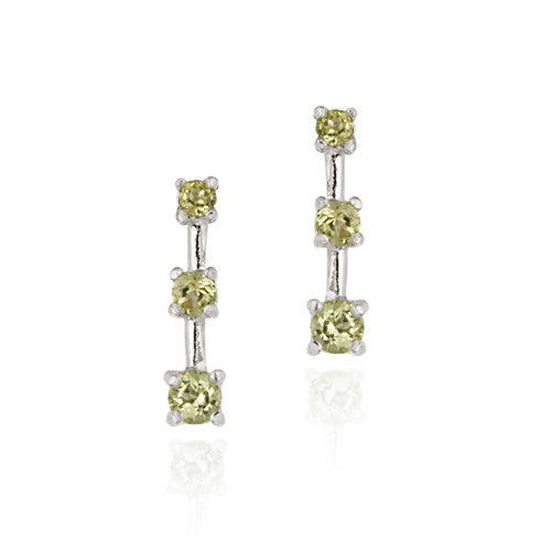 Sterling Silver Peridot Past Present Future Earrings