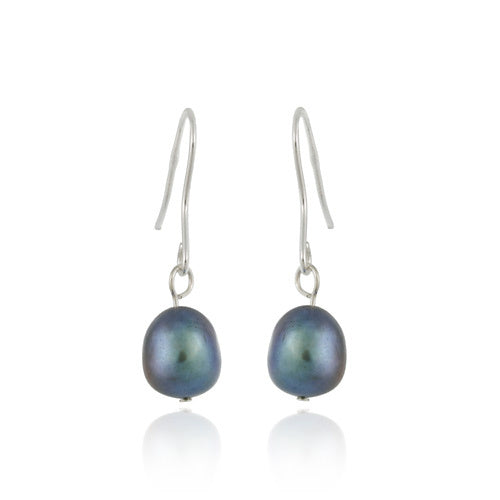 Sterling Silver Baroque Freshwater Cultured Peacock Pearl Earrings