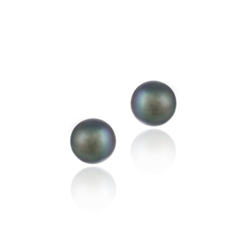 Sterling Silver Freshwater Cultured Peacock Button Pearl 5.5-6mm Stud Earrings