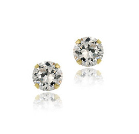 14k Gold 5mm Round CZ Stud Earrings