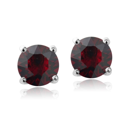 Sterling Silver Garnet Swarovski Elements January Birthstone Stud Earrings