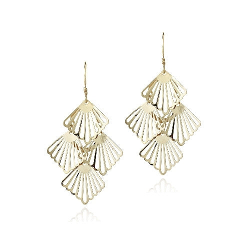 18K Gold over Sterling Silver 4 Seashell Chandelier Earrings