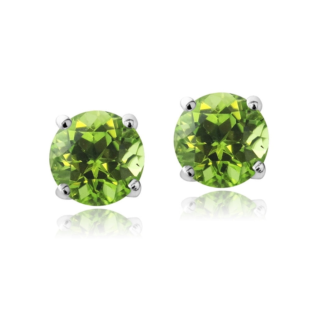 Sterling Silver Peridot Swarovski Elements August Birthstone Stud Earrings