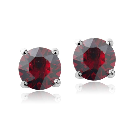 Sterling Silver Ruby Swarovski Elements July Birthstone Stud Earrings