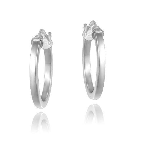 Sterling Silver 20mm Polished Round Hoop Earrings