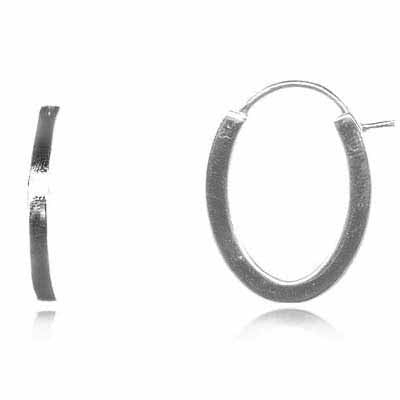 Sterling Silver Sleek Oval Hoop Earrings