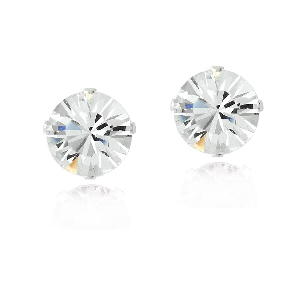 Sterling Silver Clear Swarovski Elements Stud Earrings, 8mm