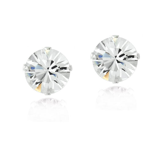 Sterling Silver Clear Swarovski Elements Stud Earrings, 8mm