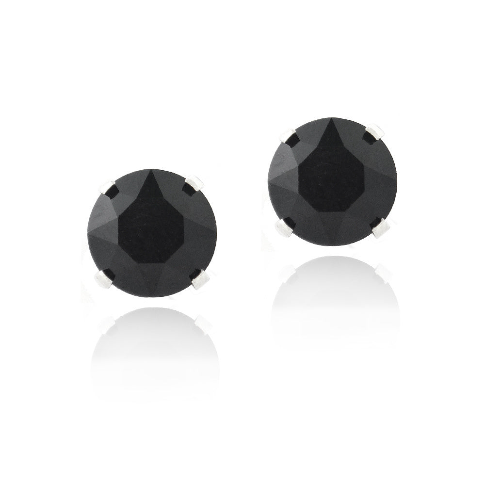 Sterling Silver Black Swarovski Elements Stud Earrings, 6mm