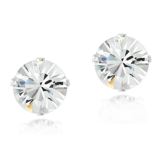 Sterling Silver Clear Swarovski Elements Stud Earrings, 6mm