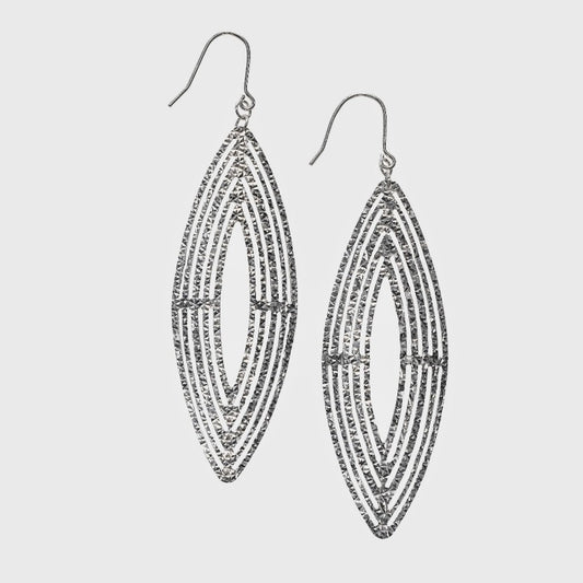 Sterling Silver Diamond-Cut Marquise Fashion Drop Earrings