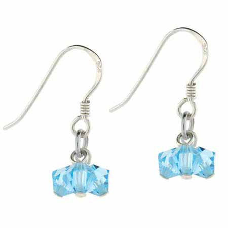 Sterling Silver Aqua Swarovski Elements Cluster Dangle Earrings