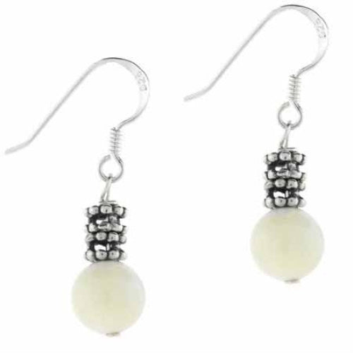 Sterling Silver White Mother of Pearl Dangle Earrings