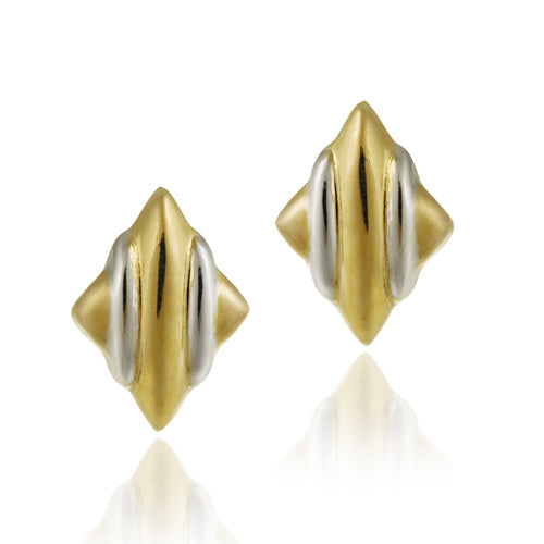 18K Gold over Sterling Silver Two-Tone Diamond Shape Earrings