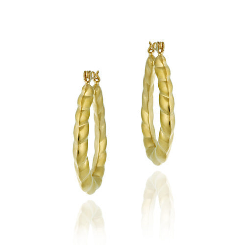 18K Gold over Sterling Silver Twisted Design Hoop Earrings