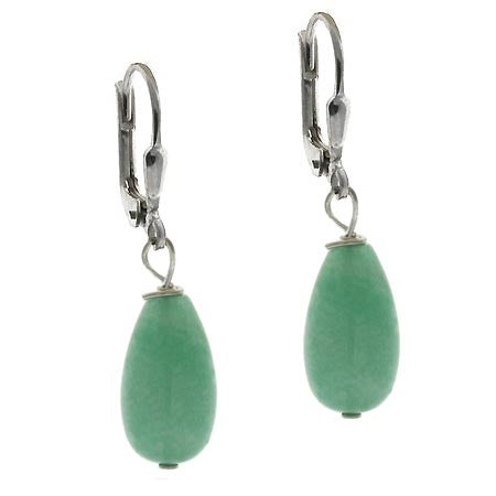 Sterling Silver Aventurine Teardrop LeverBack Earrings