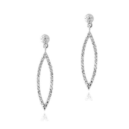 Silver Tone 1/2ct Diamond Open Marquise Dangle Earrings