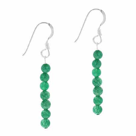 Sterling Silver 4mm Aventurine 6-Bead Dangle Earrings