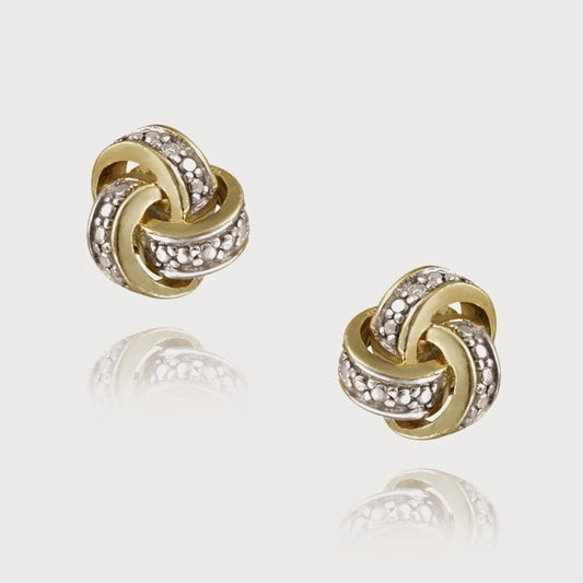 18K Gold Plated Diamond Accent Love Knot Earrings