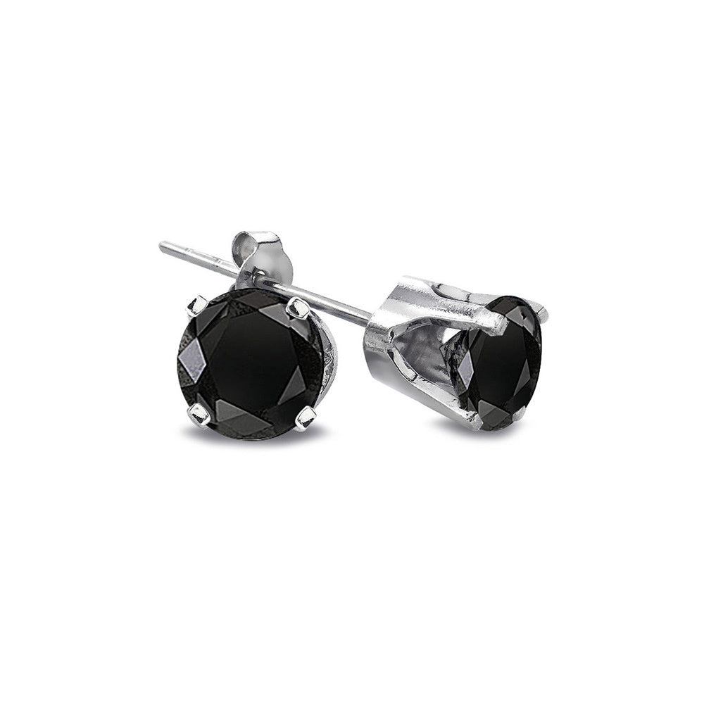 1/4 Ct Round Black Diamond 14K White Gold Stud Earrings