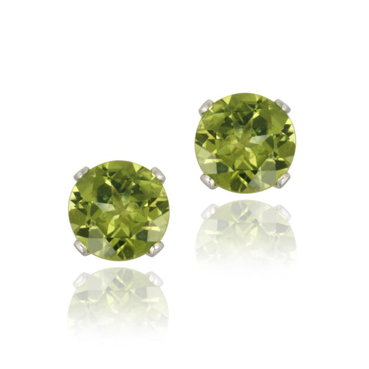 Sterling Silver 1.8ct Peridot Stud Earrings, 6mm