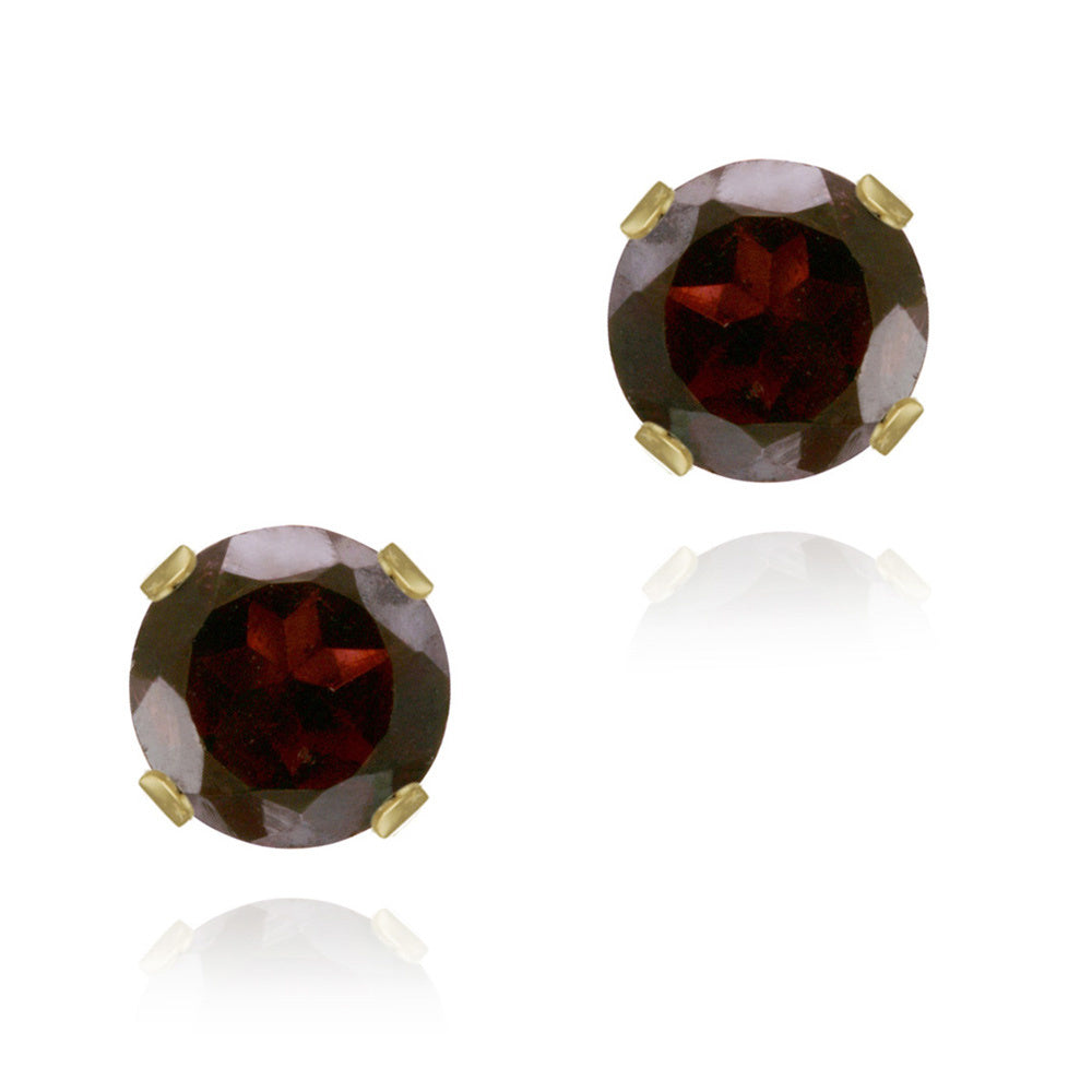 18K Gold over Sterling Silver 1.3ct Garnet Stud Earrings, 5mm