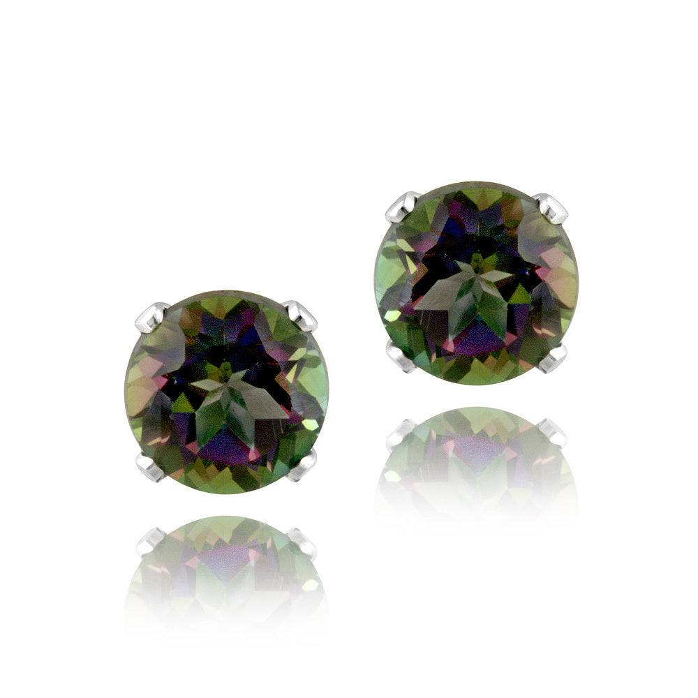 Sterling Silver Green Mystic Topaz Stud Earring